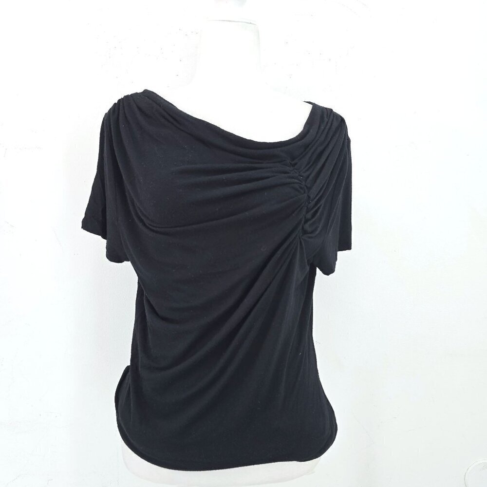 Women's Black Slinky Draped Off Shoulder Top Witchy Whimsigoth Size Large